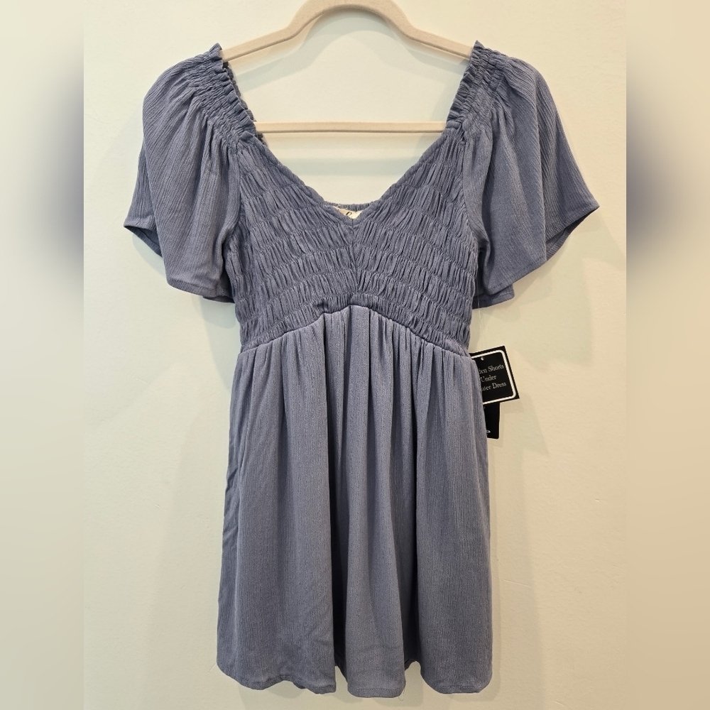 Blush Size Small Dusty Blue Romper Dress With Pockets. New.